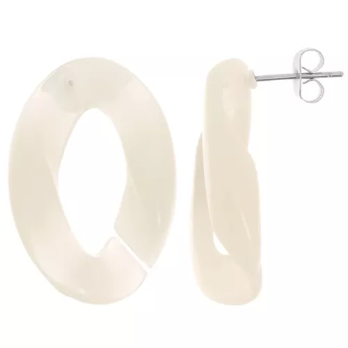 Orecchini perno ovali ritorti 29,5x20 mm - Ecru x2