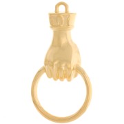 Pendente a mano 33x17 mm - Dorato in oro fino x1