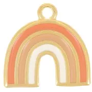 Pendente arcobaleno 16x17 mm in resina - Dorato con oro fino - Arancione x1