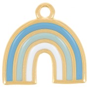 Pendente arcobaleno 16x17 mm in resina - Dorato con oro fino - Multi-blu x1