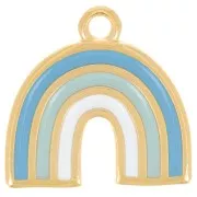 Pendente arcobaleno 16x17 mm in resina - Dorato con oro fino - Multi-blu x1