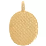 Pendente ovale 27x17 mm in resina epossidica - Dorato con oro fino - Salmone perlato x1