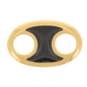 Distanziatore ovale 13x8 mm con resina epossidica - Dorato con oro fino - Nero x1