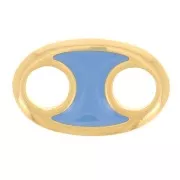 Distanziatore ovale 13x8 mm con resina epossidica - Dorato in oro fino - Blu x1