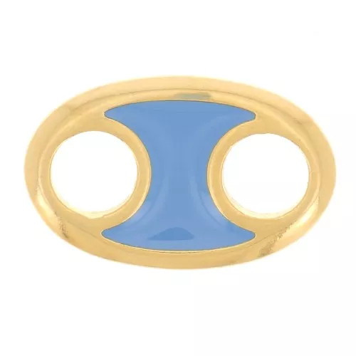 Distanziatore ovale 13x8 mm con resina epossidica - Dorato in oro fino - Blu x1