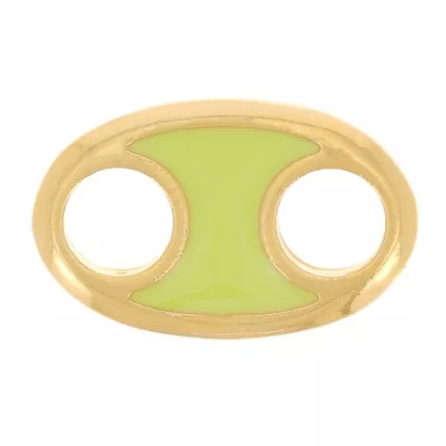 Distanziatore ovale 13x8 mm con resina epossidica - Dorato con oro fino - Verde chiaro x1
