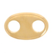Distanziatore ovale 13x8 mm con resina epossidica - Dorato con oro fino - Verde chiaro x1
