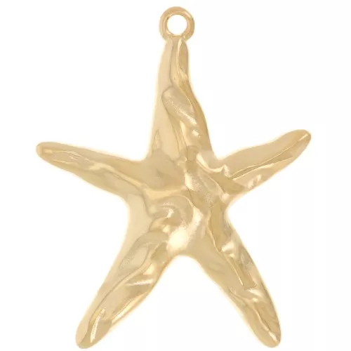 Pendente forma di stella marina martellata 35x28,5 mm - Dorato in oro fino x1