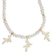 Pendente in corallo 27x14mm con resina epossidica -Dorato - Bianco x1