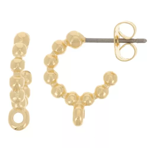 Orecchini a cerchio a pallina 12 mm con anello chiuso - Dorati con oro fino x2