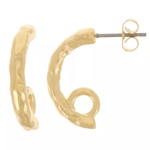 Mezzo cerchio martellato 21 mm con anello chiuso - Dorato con oro fino x2