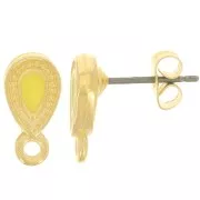 Orecchini perno 13x7 mm con resina epossidica - dorato - Giallo x2