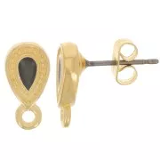 Orecchini perno 13x7 mm effetto vetro colorato epossidico - dorato oro - Nero x2