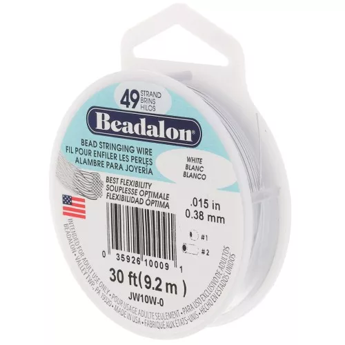 Cavetto 49 fili 0,38 mm - Beadalon - Acciaio inossidabile - Bianco x9,2m