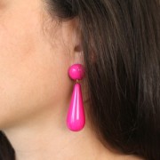 Perla pera in resina 40x16 mm - Fucsia x1