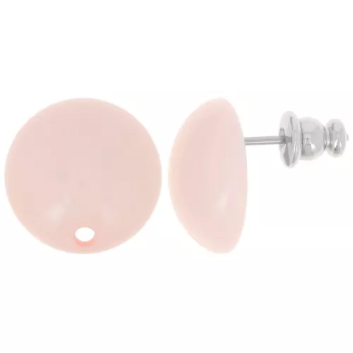 Orecchini tondi in resina da 14 mm - Rosa pastello x2