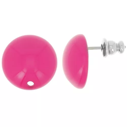 Orecchini tondi in resina da 14 mm - Fucsia x2