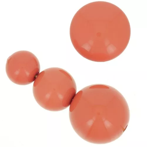 Assortimento di 26 perline rotonde 8-10-14 mm e 2 cabochon in resina terracotta opaca