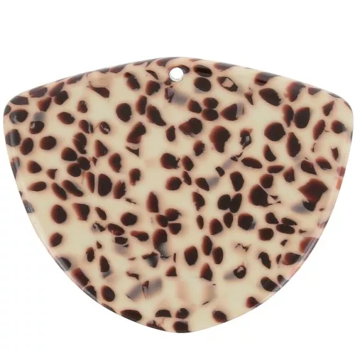 Pendente geometrico in acetato 35x45 mm - Marrone screziato - Crema x1