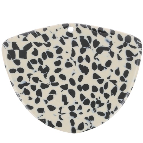 Pendente geometrico in acetato 35x45 mm - Nero screziato - Beige x1