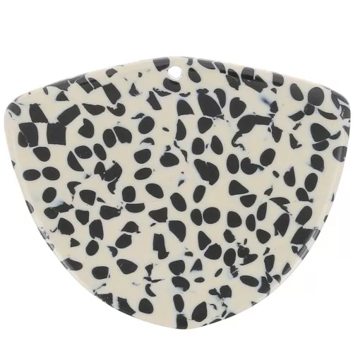 Pendente geometrico in acetato 35x45 mm - Nero screziato - Beige x1