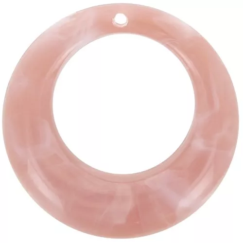 Pendente tondo curvo in acrilico 42 mm - Rosa antico marmorizzato x1