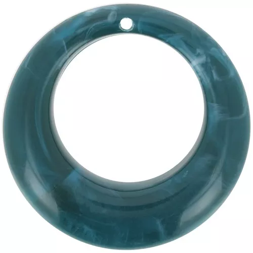 Pendente tondo curvo in acrilico 42 mm - marmo blu petrolio x1