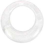 Pendente tondo curvo in acrilico 42 mm - Trasparente marmorizzato - Bianco x1|raw }}