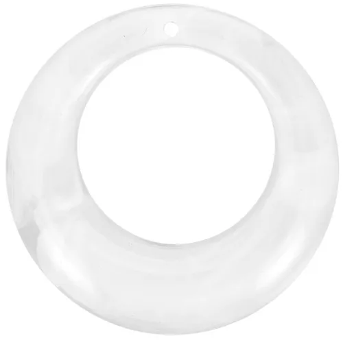 Pendente tondo curvo in acrilico 42 mm - Trasparente marmorizzato - Bianco x1