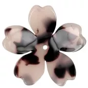 Pendente forma di fiore in acetato 25 mm - Beige tartaruga - Nero x1