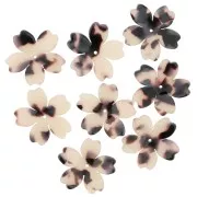 Pendente a forma di fiore in acetato da 25 mm - Beige tartaruga - Nero x1