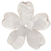 Pendente a forma di fiore in acetato da 25 mm - Tartaruga - Bianco perlato x1