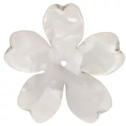 Pendente a forma di fiore in acetato da 25 mm - Tartaruga - Bianco perlato x1