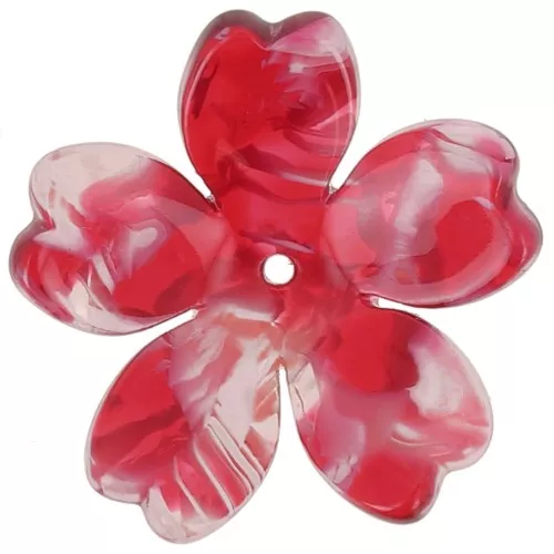 Pendente fiore in acetato trasparente da 25 mm - Tartaruga - Rosso x1