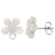 Orecchini perno a fiore in acetato 11 mm - Tartaruga - Bianco perlato x2|raw }}