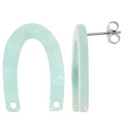 Orecchini perno U 26x17 mm - Tartaruga - Perla menta x2|raw }}