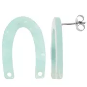Orecchini perno U 26x17 mm - Tartaruga - Perla menta x2