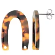 Orecchini - Clous d'oreilles forme U 26x17 mm - Ecaille de tortue - Marron - Noir x2 Clous d'oreilles forme U 26x17 mm - Ecaille de tortue - Marron - Noir x2