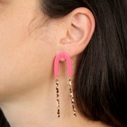 Orecchini perno U 26x17 mm - Tartaruga - Marrone - Nero x2