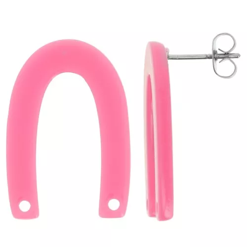 Orecchini perno U 26x17 mm - Tartaruga - Rosa confetto x2