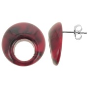 Orecchini perno tondi cavi in acrilico 20 mm - Red Marble x2|raw }}
