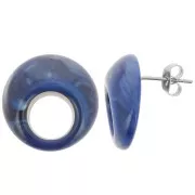 Orecchini - Orecchini perno tondi cavi in acrilico 20 mm - Blu notte marmorizzato x2 Orecchini perno tondi cavi in acrilico 20 mm - Blu notte marmorizzato x2