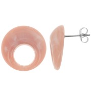Orecchini perno tondi cavi in acrilico 20 mm - Rosa antico marmorizzato x2