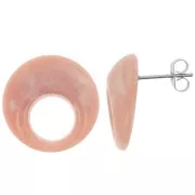 Orecchini perno tondi cavi in acrilico 20 mm - Rosa antico marmorizzato x2