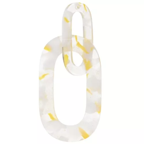 Pendente maglie XXL in acetato 64x26 mm Tartaruga trasparente - Oro x1