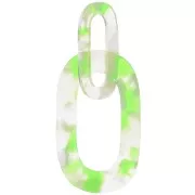 Pendente maglie XXL in acetato 64x26 mm Tartaruga Trasparente - Verde Fluorescente