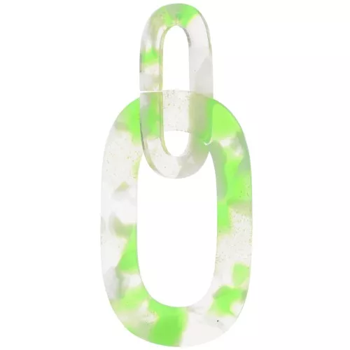 Pendente maglie XXL in acetato 64x26 mm Tartaruga Trasparente - Verde Fluorescente