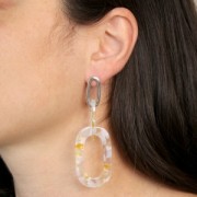 Pendente maglie XXL in acetato 64x26 mm Tartaruga Trasparente - Verde Fluorescente