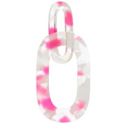 Pendente a maglie XXL in acetato 64x26 mm Tartaruga Trasparente - Rosa Fluorescente|raw }}