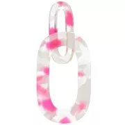 Pendente a maglie XXL in acetato 64x26 mm Tartaruga Trasparente - Rosa Fluorescente
